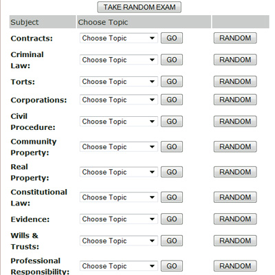 How the California Bar Exam simulator works, choose a question.